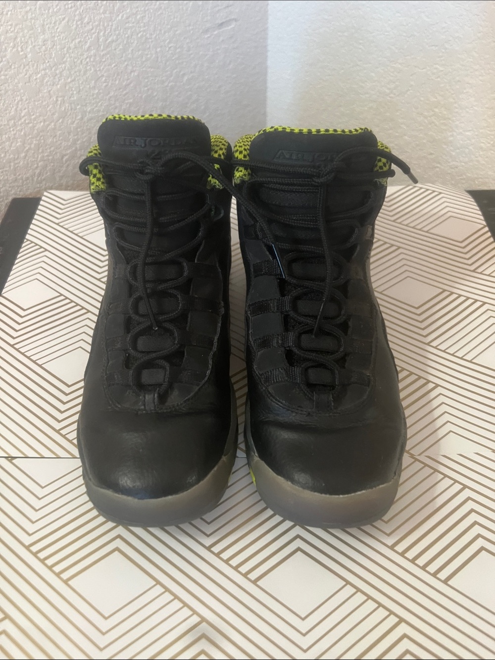 Jordan Women's Black with Neon Green Accents Sneakers